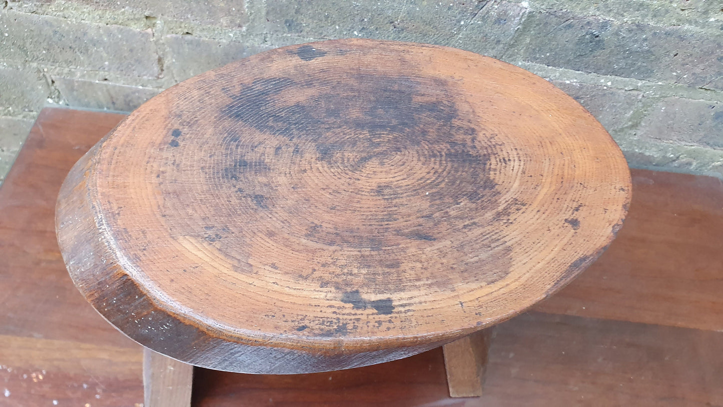 Rustic Chunky Vintage Log Yew Stool