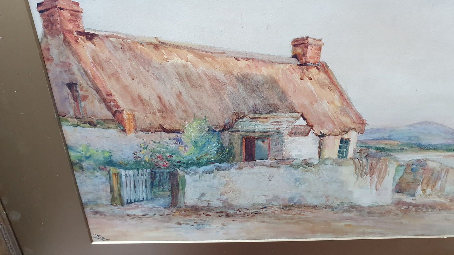 Vintage Original Large Watercolour of a Cottage.