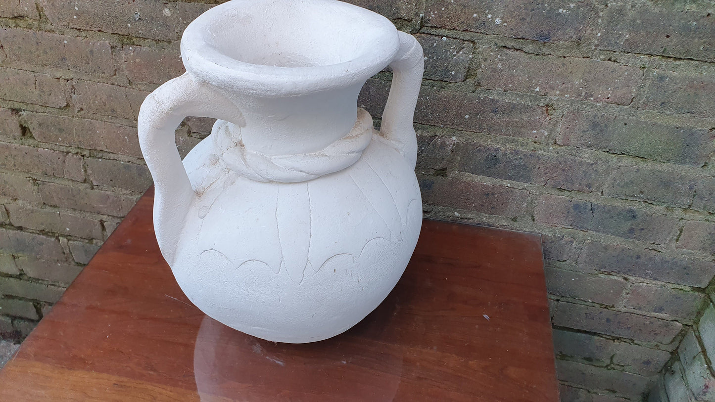 Huge Vintage 1970’s Plaster of Paris Pot Project Vase. Greek Effect. Ideal for Painting.