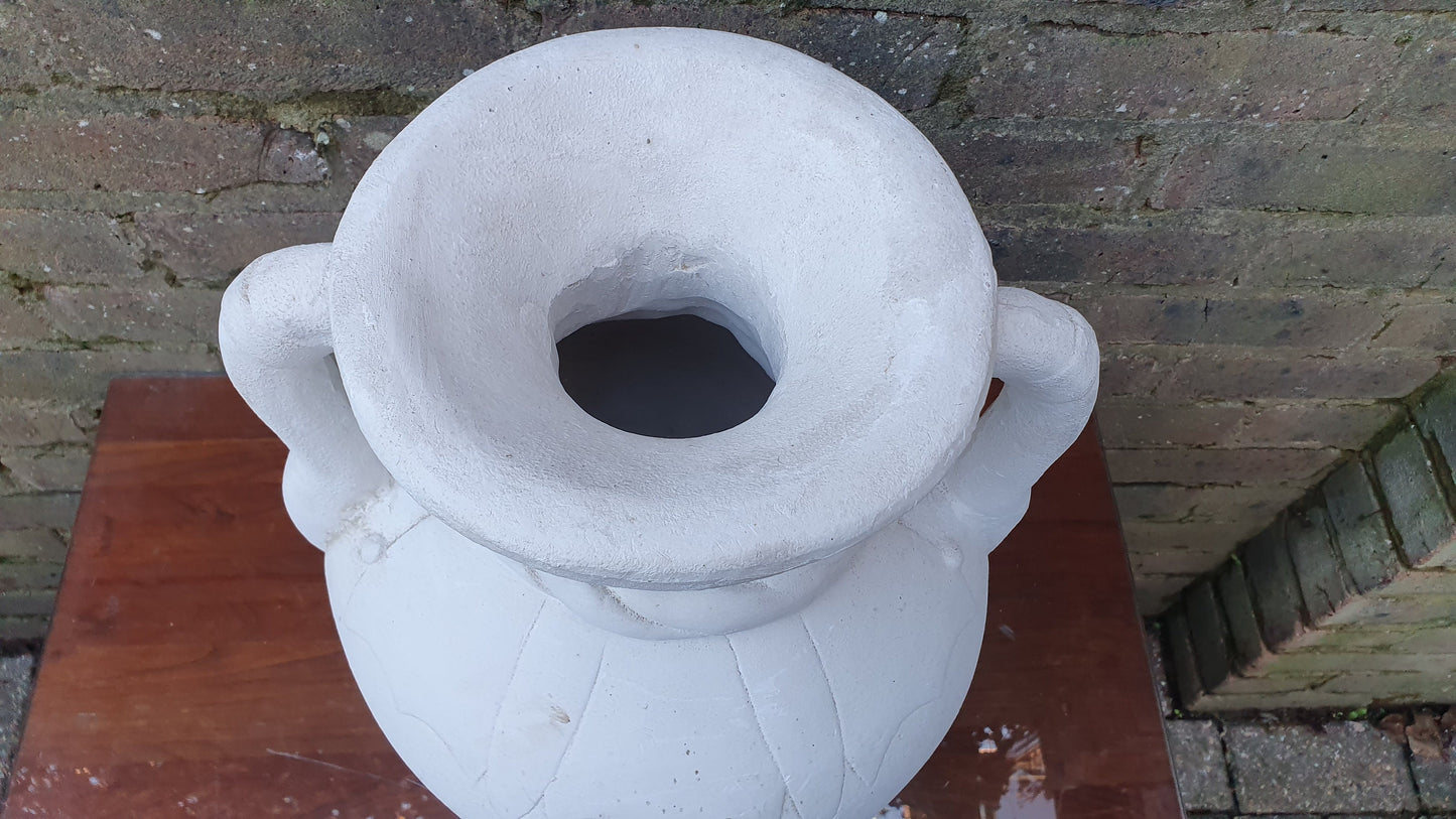 Huge Vintage 1970’s Plaster of Paris Pot Project Vase. Greek Effect. Ideal for Painting.