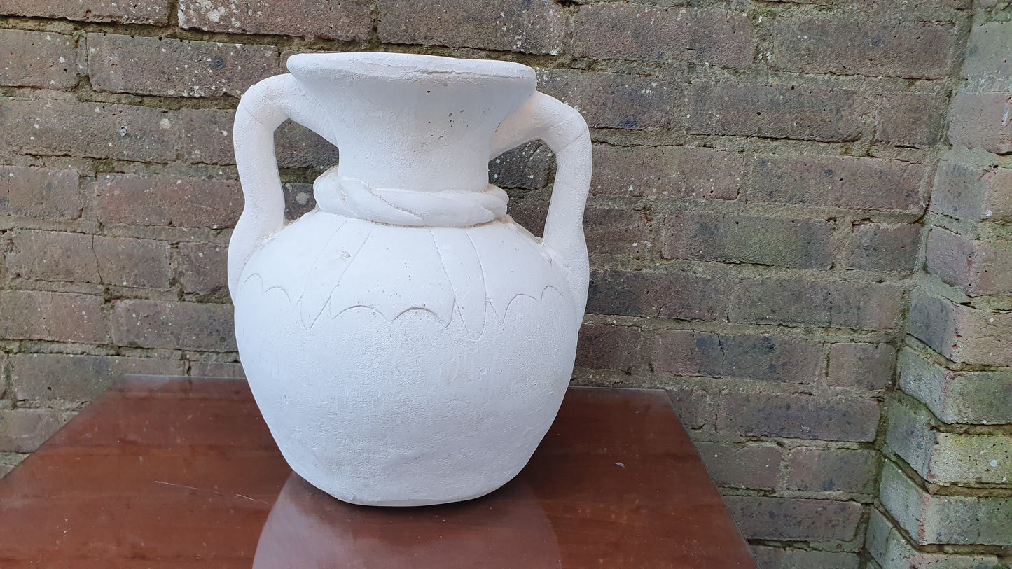 Huge Vintage 1970’s Plaster of Paris Pot Project Vase. Greek Effect. Ideal for Painting.