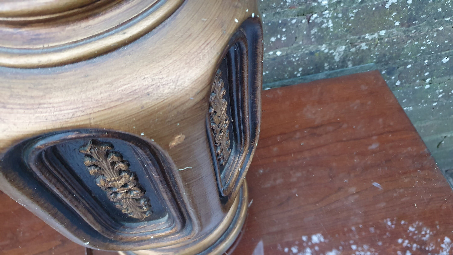 Enormous Vintage Retro Table Lamp Gold and Black. Made of Plaster.