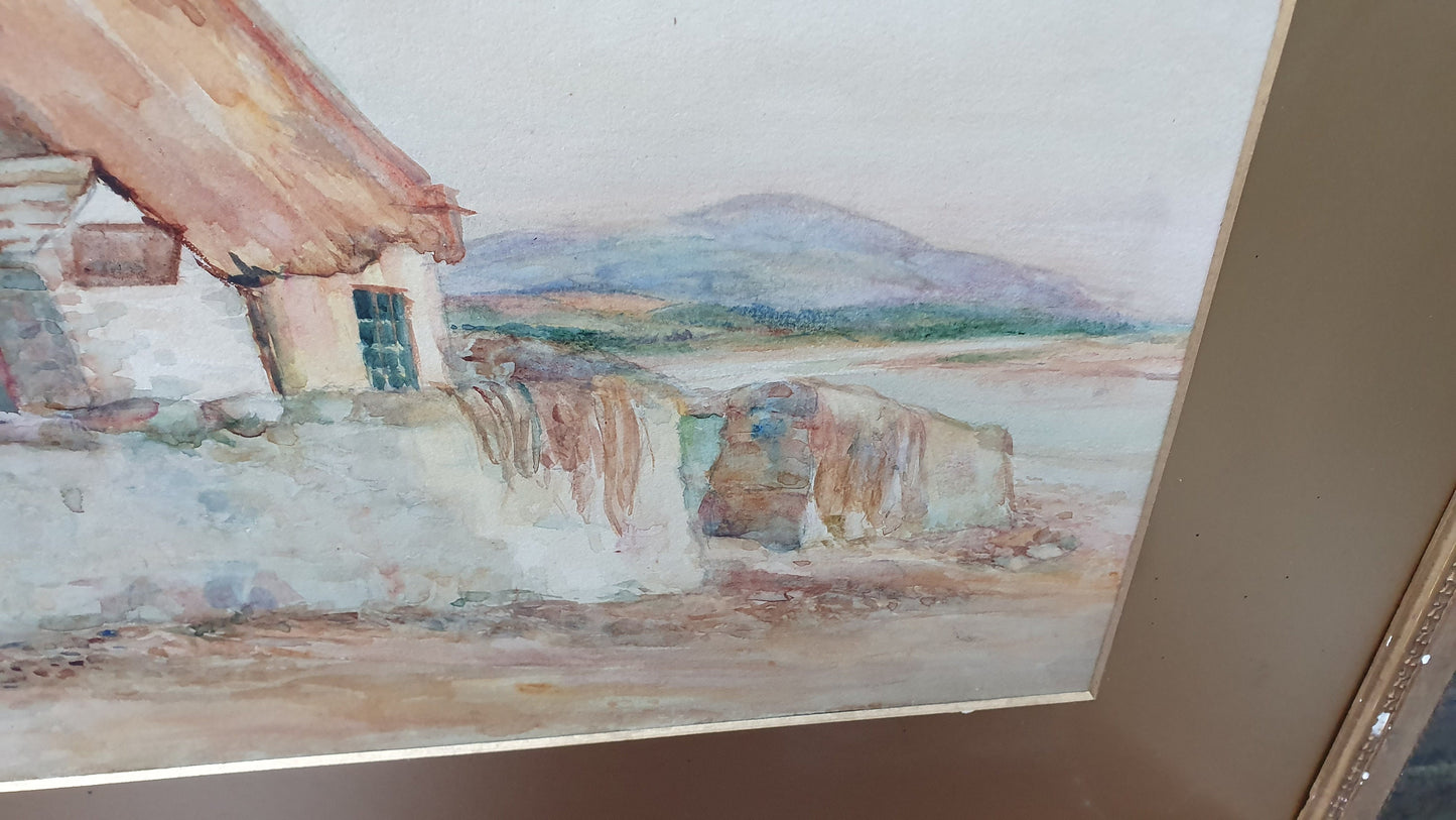 Vintage Original Large Watercolour of a Cottage.
