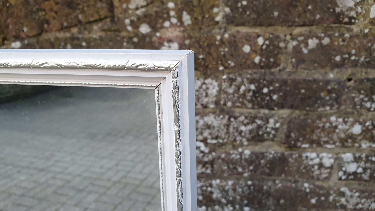 Vintage 70’s Retro Painted Cheval Mirror Swing White and Silver