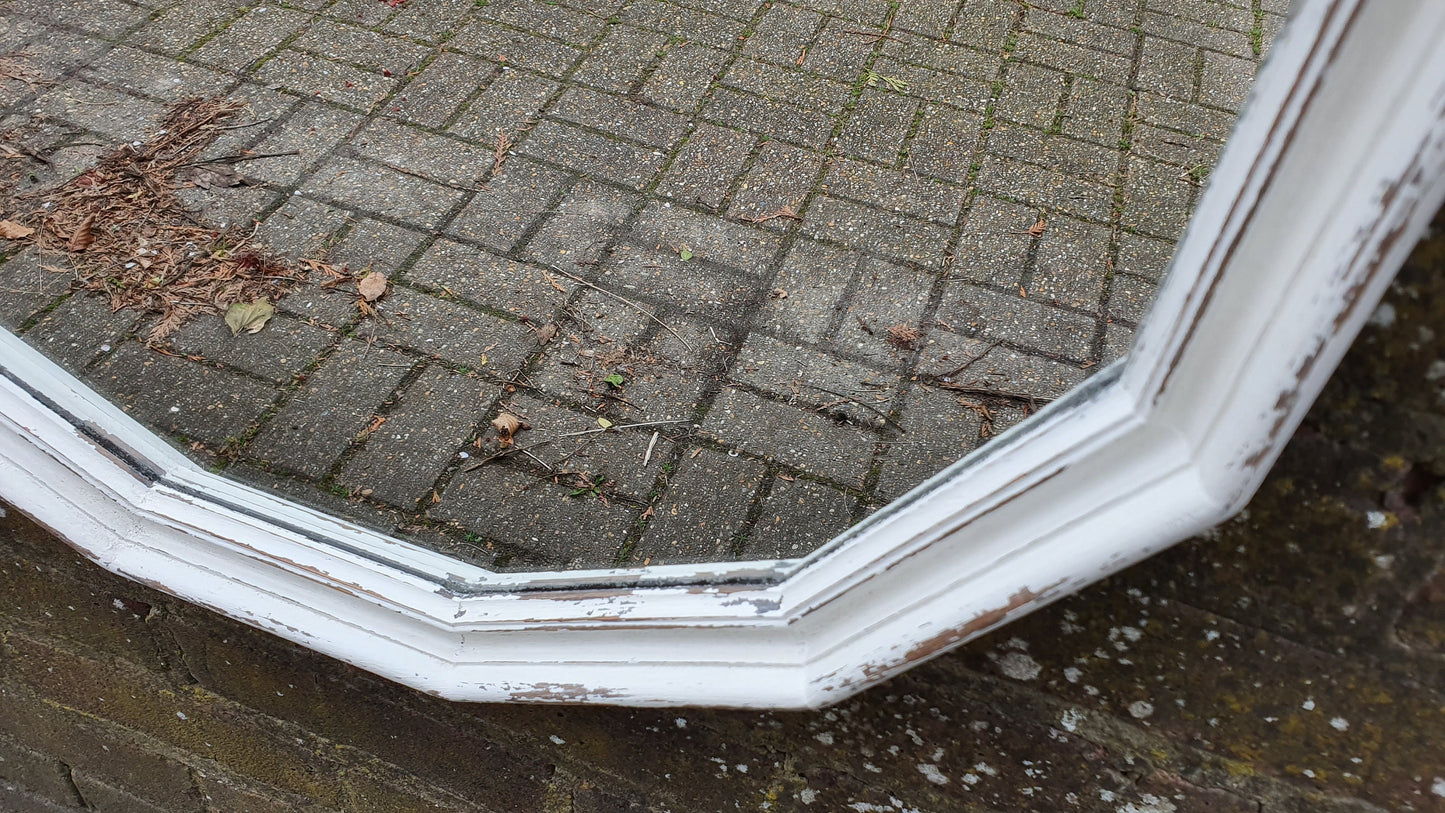 Dodecagon 12 Sided Painted Shabby Chic Wall Mirror in Farrow and Ball Solid Wood Unique Bespoke Hand Painted Upcycled
