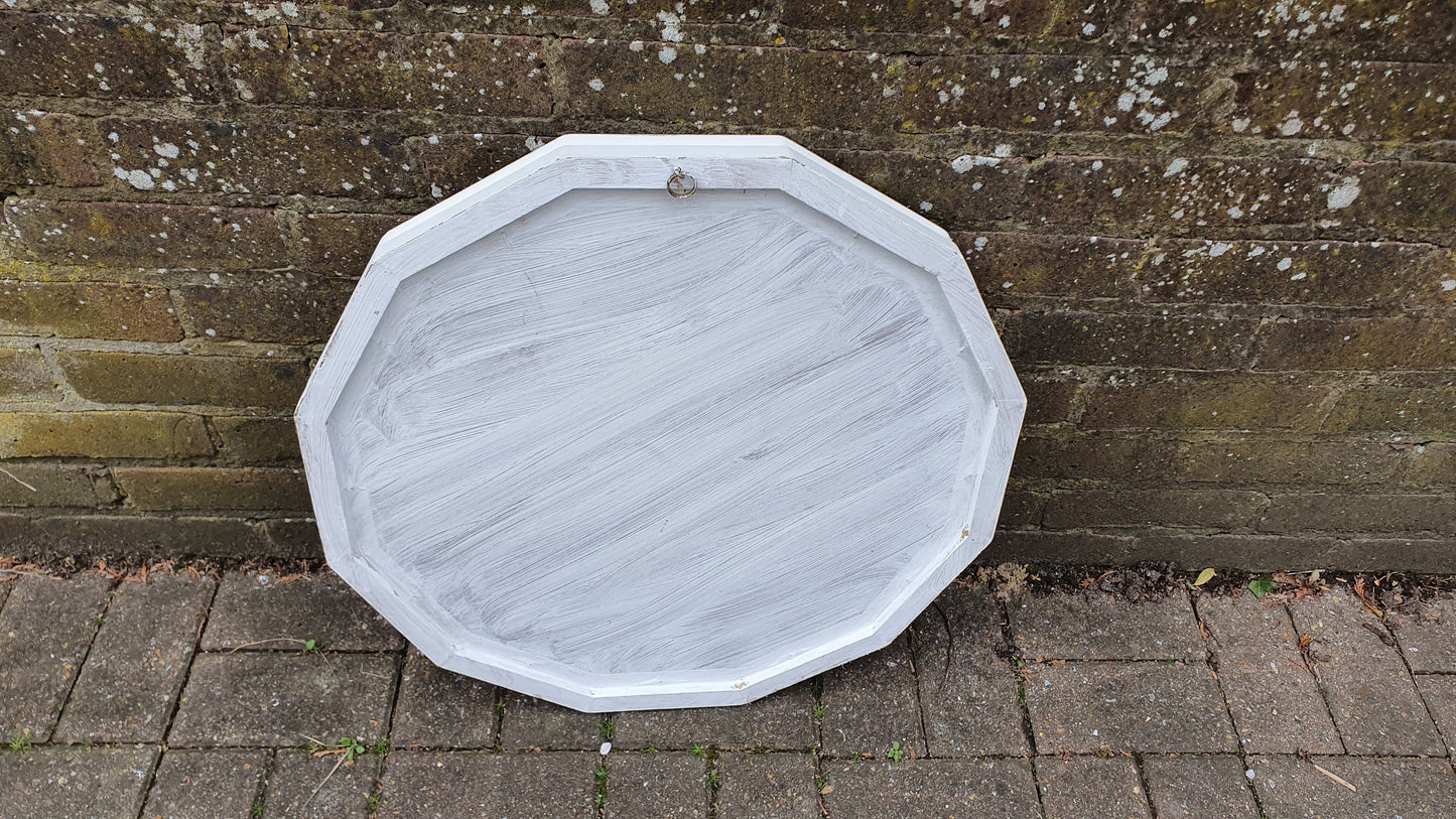 Dodecagon 12 Sided Painted Shabby Chic Wall Mirror in Farrow and Ball Solid Wood Unique Bespoke Hand Painted Upcycled