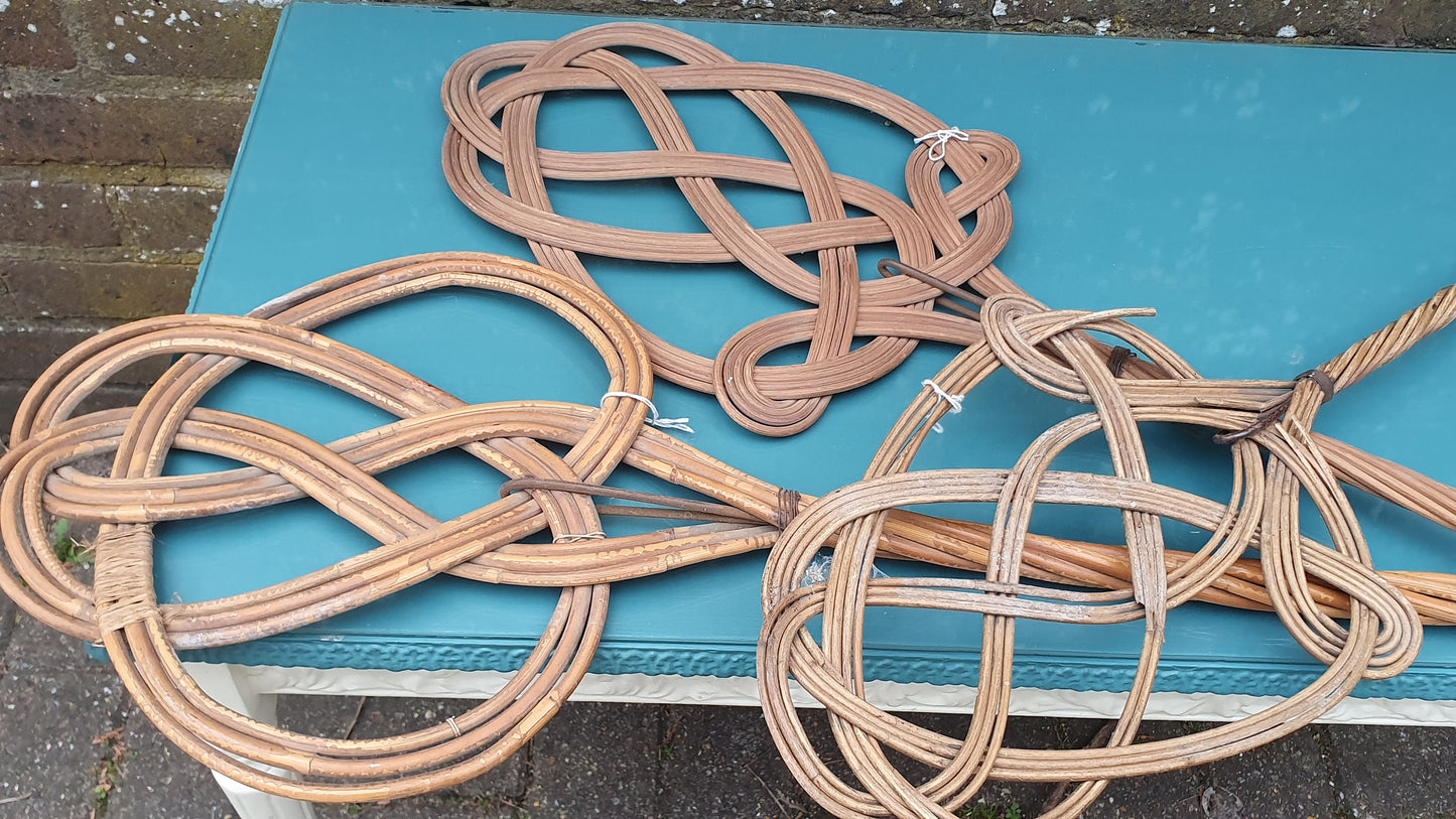 3 Vintage Victorian Wicker Carpet Rug Beaters.