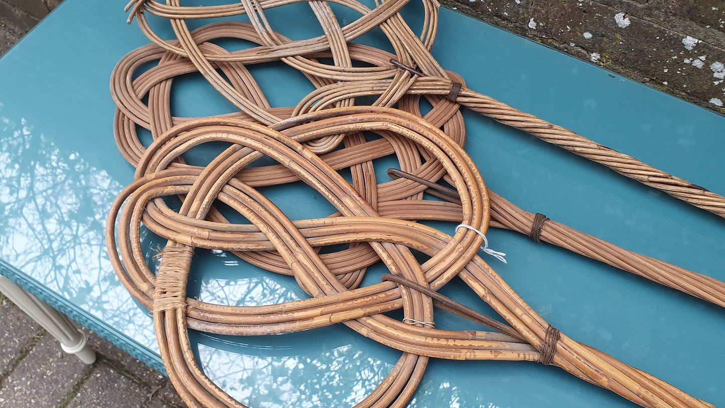 3 Vintage Victorian Wicker Carpet Rug Beaters.