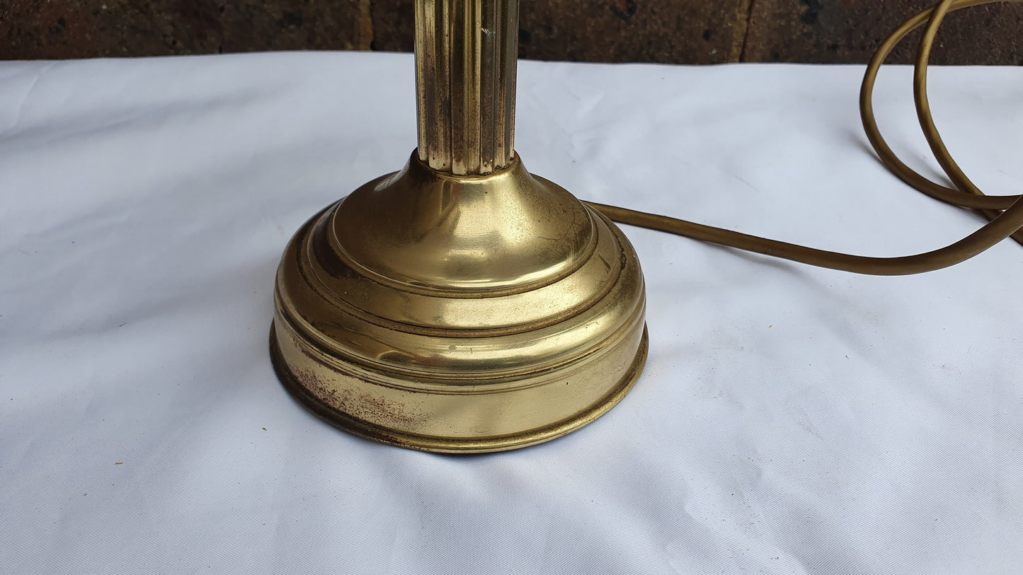 Working Brass Table Bedside Lamp Red Lampshade.