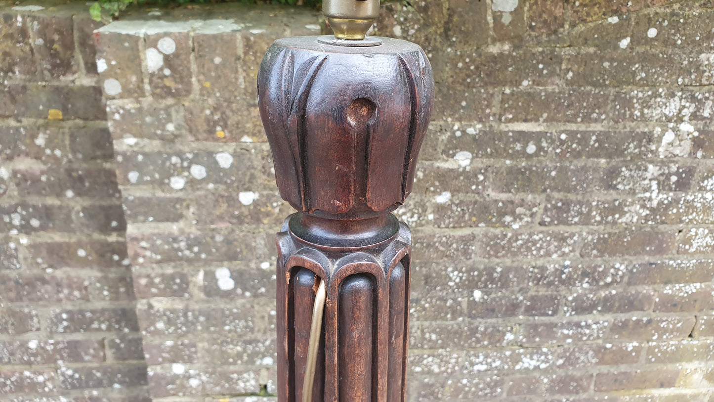 Superb Architectural Salvage Mahogany Unique Standard Lamp Working