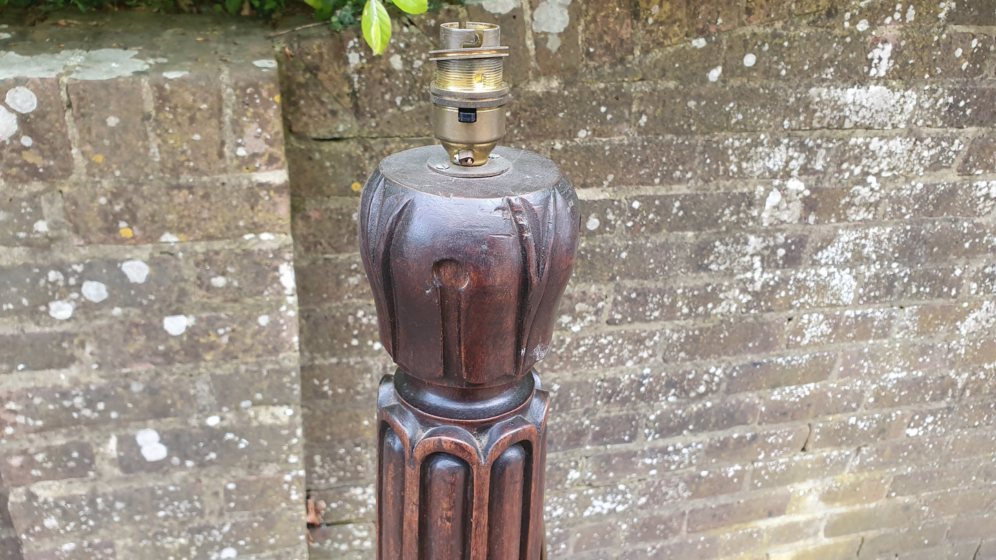 Superb Architectural Salvage Mahogany Unique Standard Lamp Working