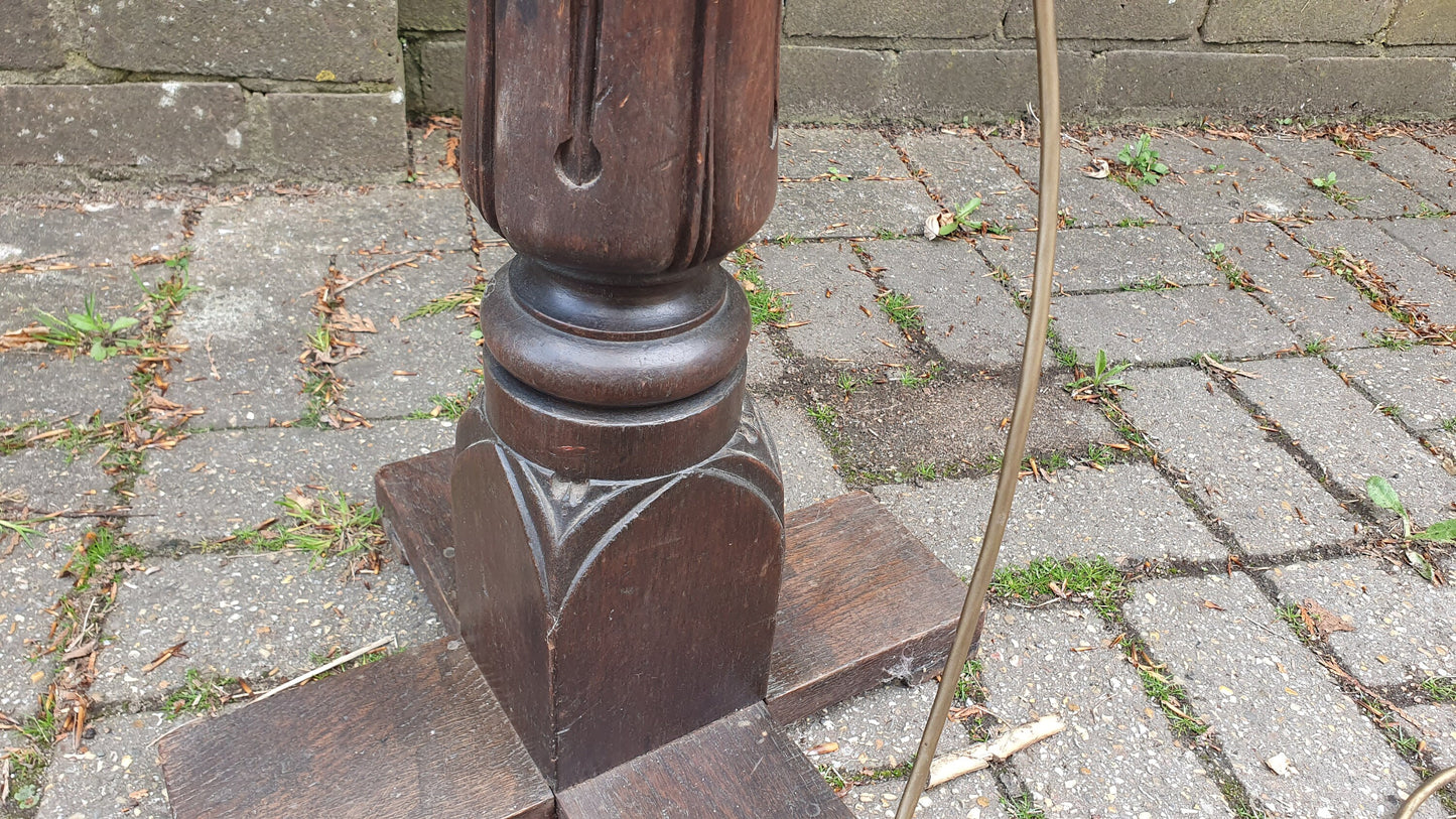 Superb Architectural Salvage Mahogany Unique Standard Lamp Working