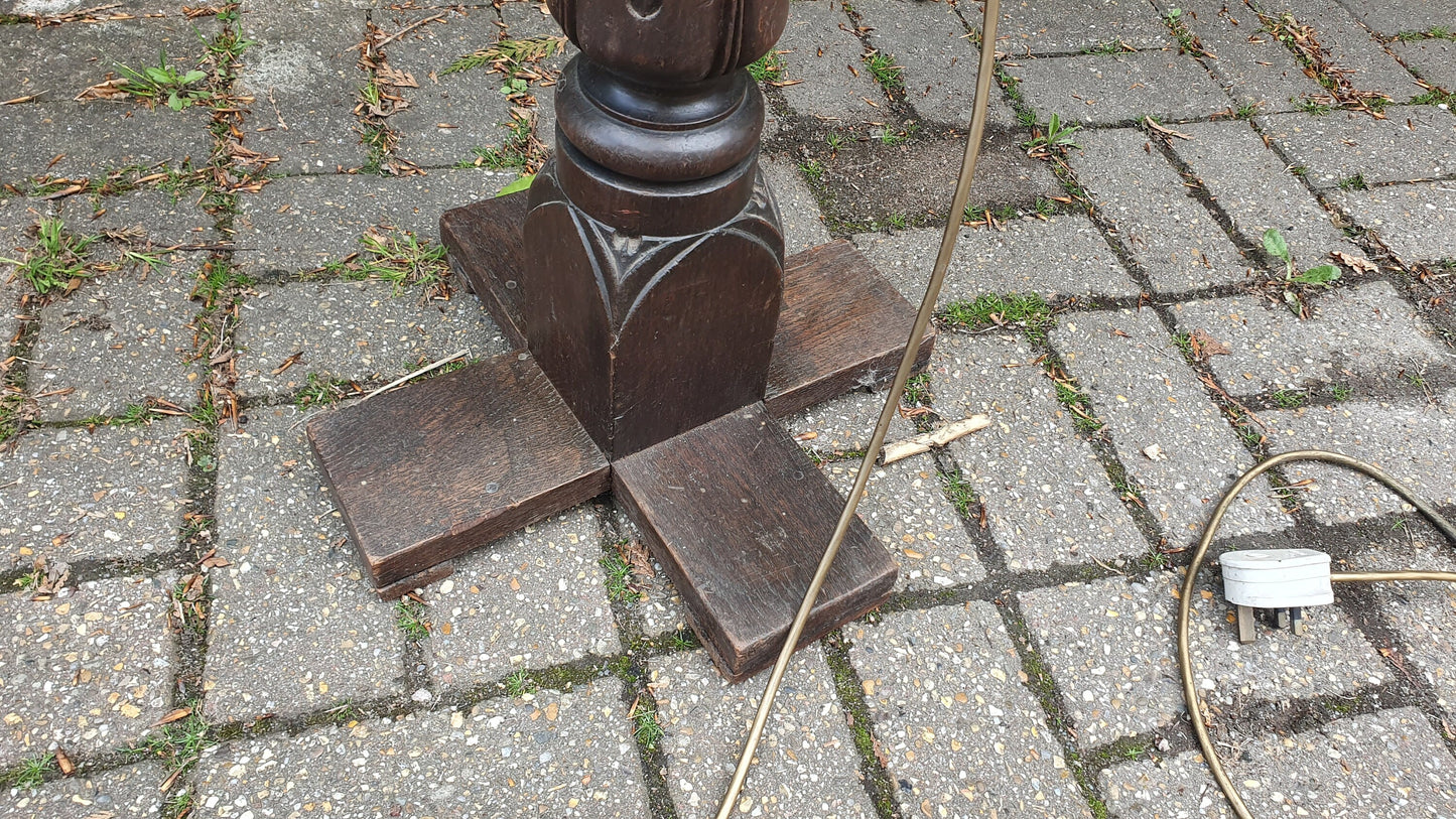 Superb Architectural Salvage Mahogany Unique Standard Lamp Working