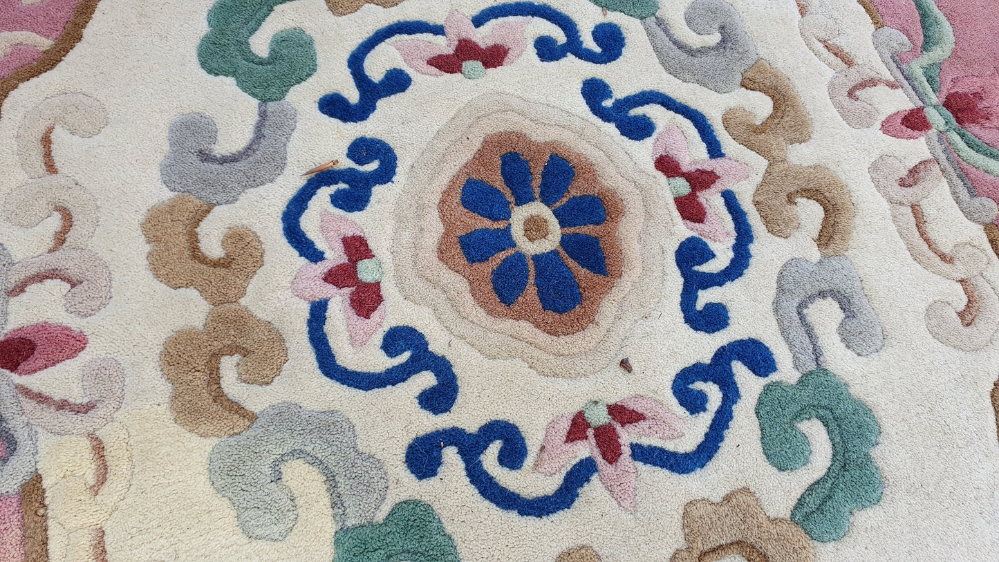 Superb top quality Vintage 70’s or 80’s Pink Decorative Rug Bird Decoration. Abadjian 90 x 52 in Weighs 14kg