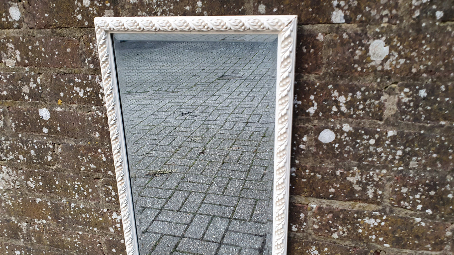 Vintage Victorian White Painted Wall Mirror Moulded Decoration