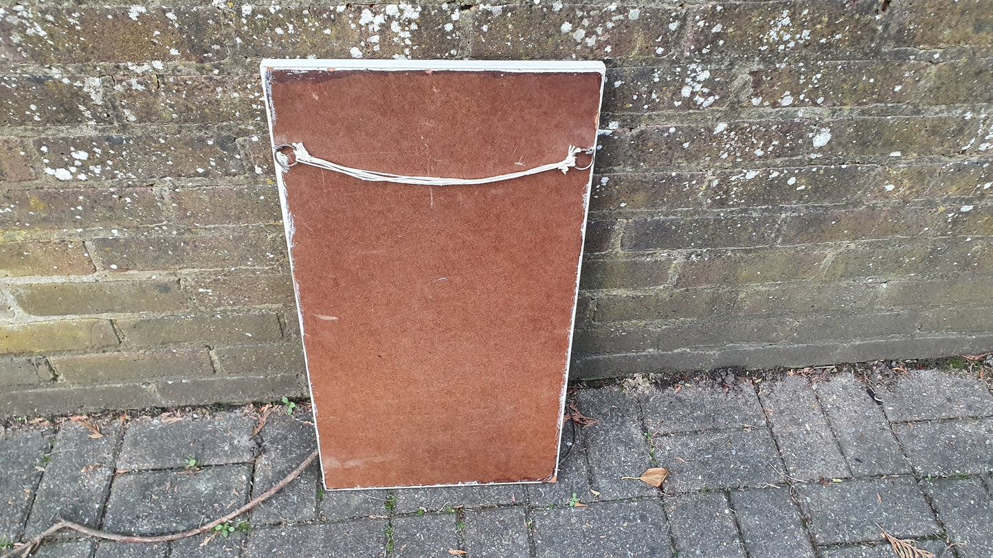 Vintage Victorian White Painted Wall Mirror Moulded Decoration