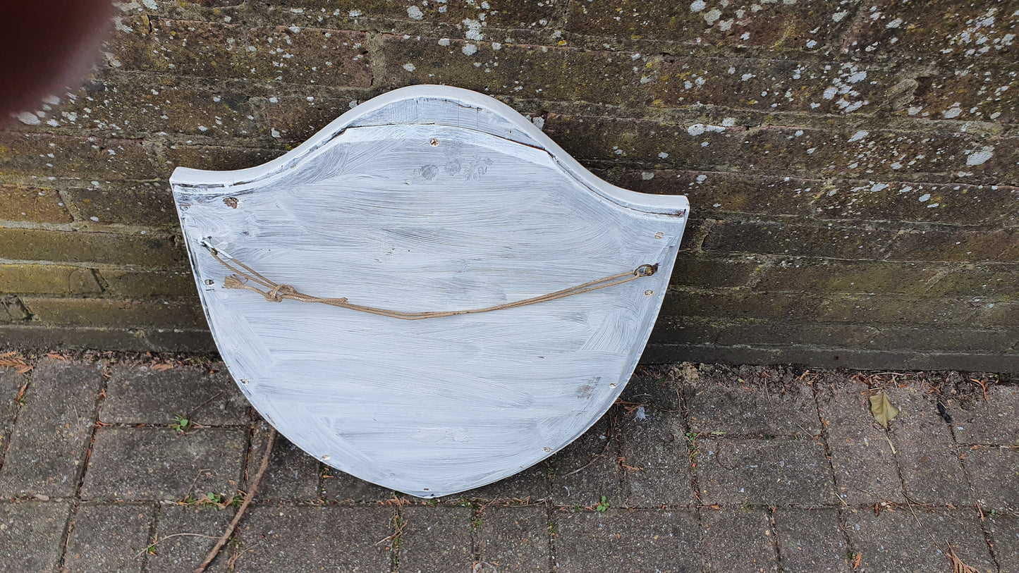 Chunky Mid-19th century Vintage Painted Shield Shape Wall Mirror in Farrow and Ball White.