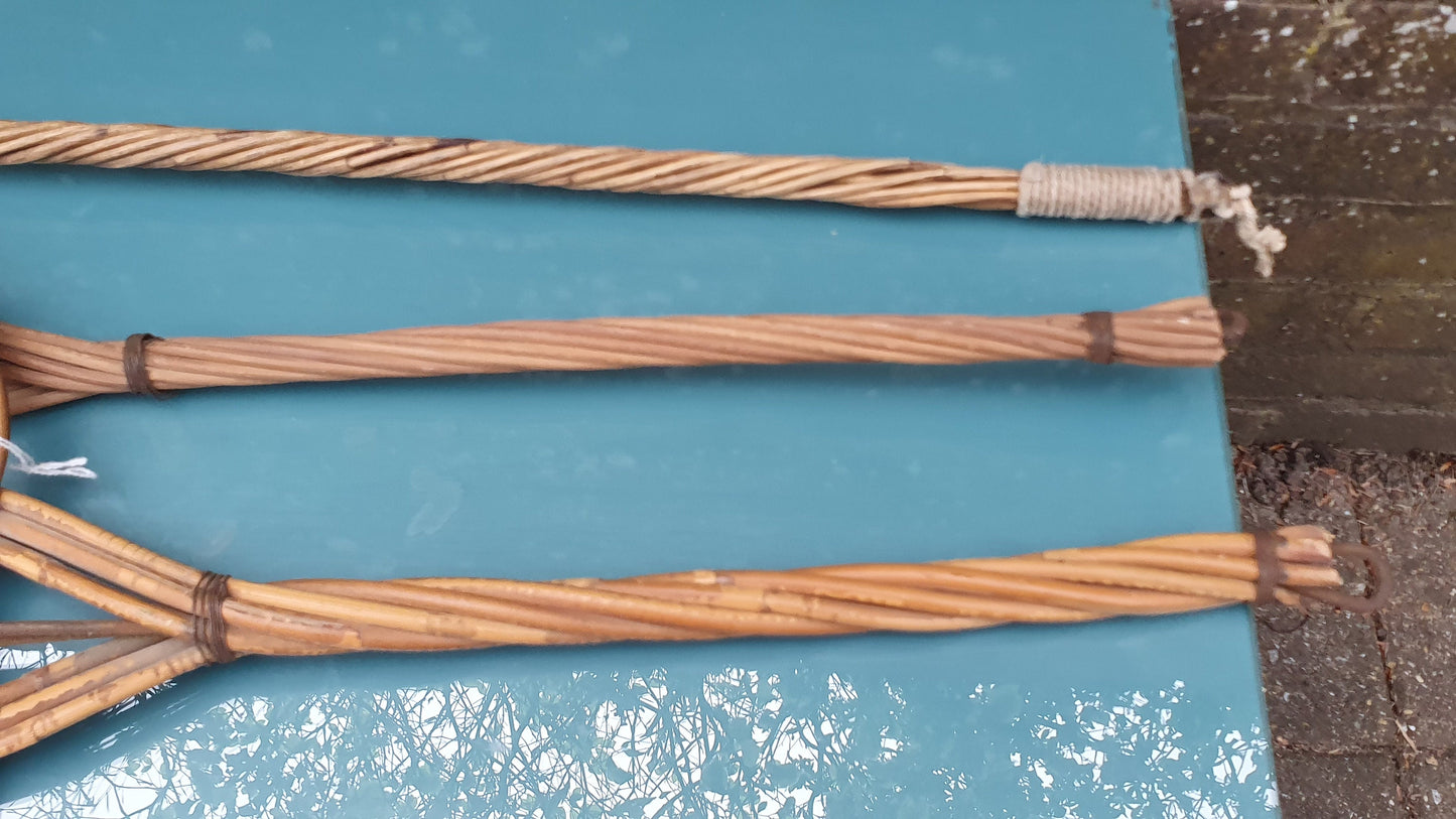 3 Vintage Victorian Wicker Carpet Rug Beaters.