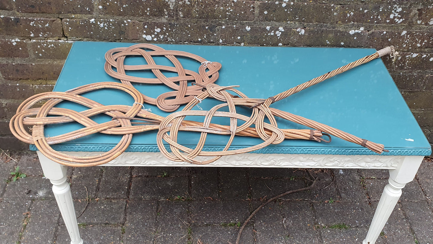 3 Vintage Victorian Wicker Carpet Rug Beaters.