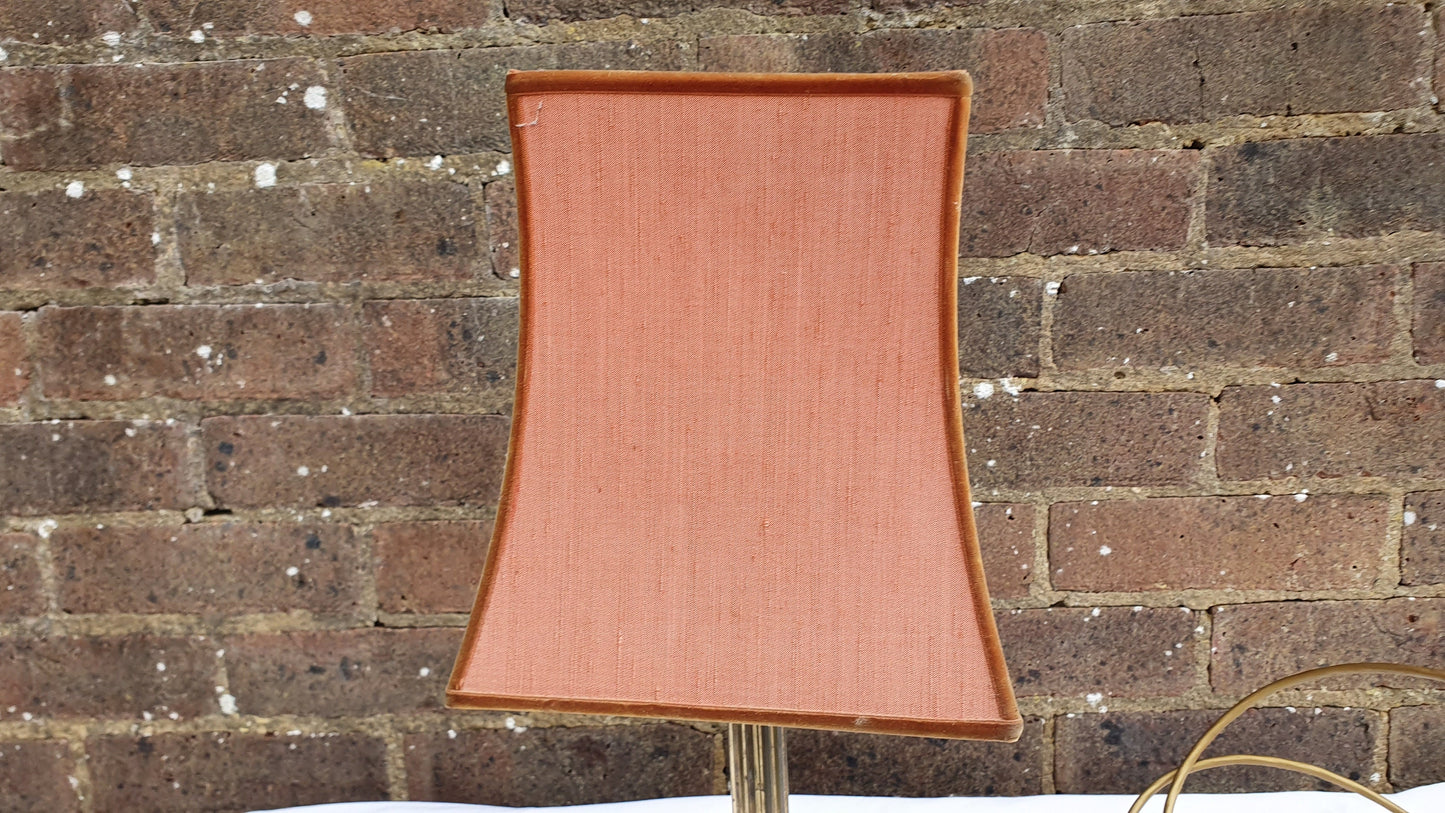 Working Brass Table Bedside Lamp Red Lampshade.
