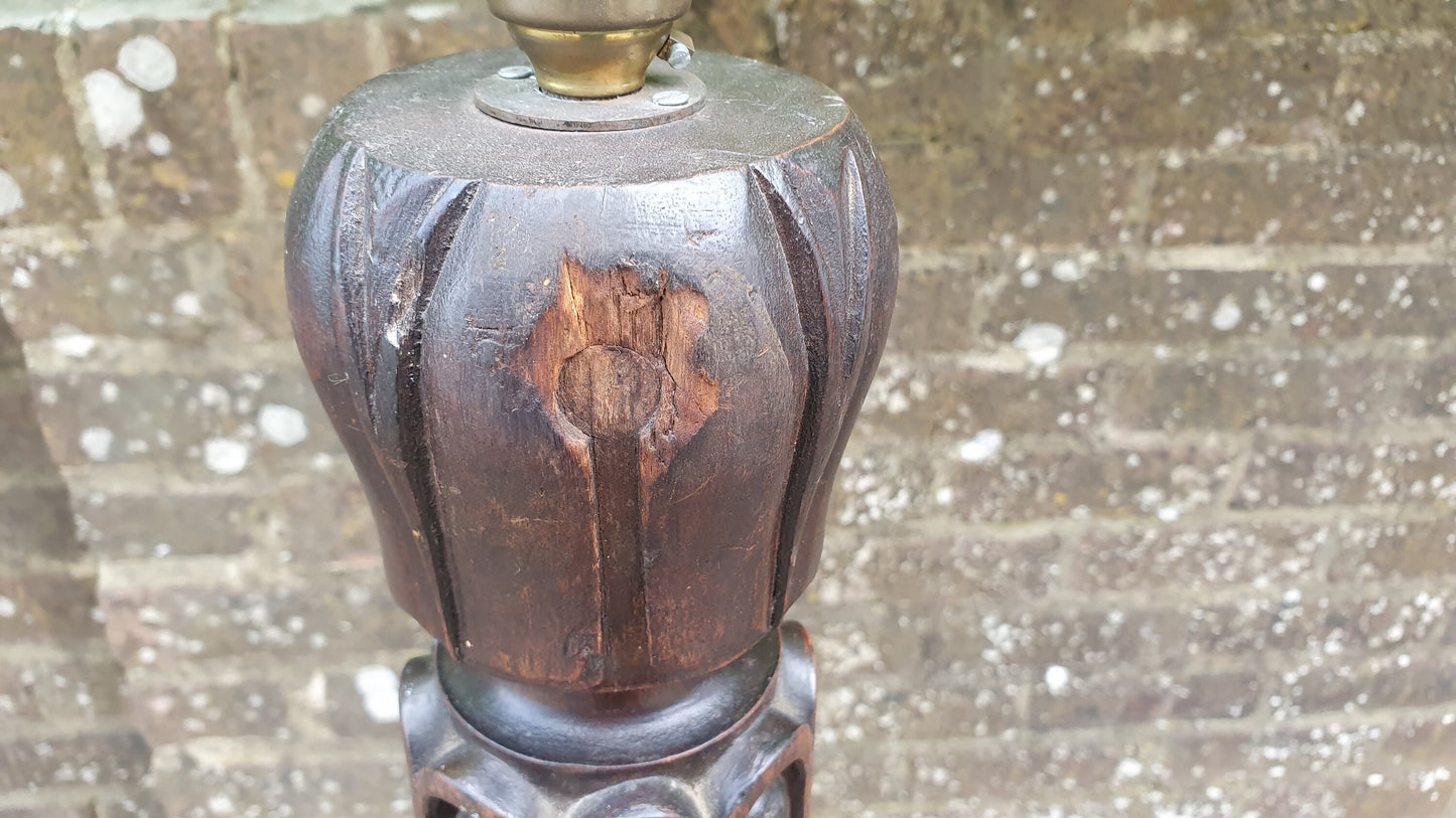 Superb Architectural Salvage Mahogany Unique Standard Lamp Working