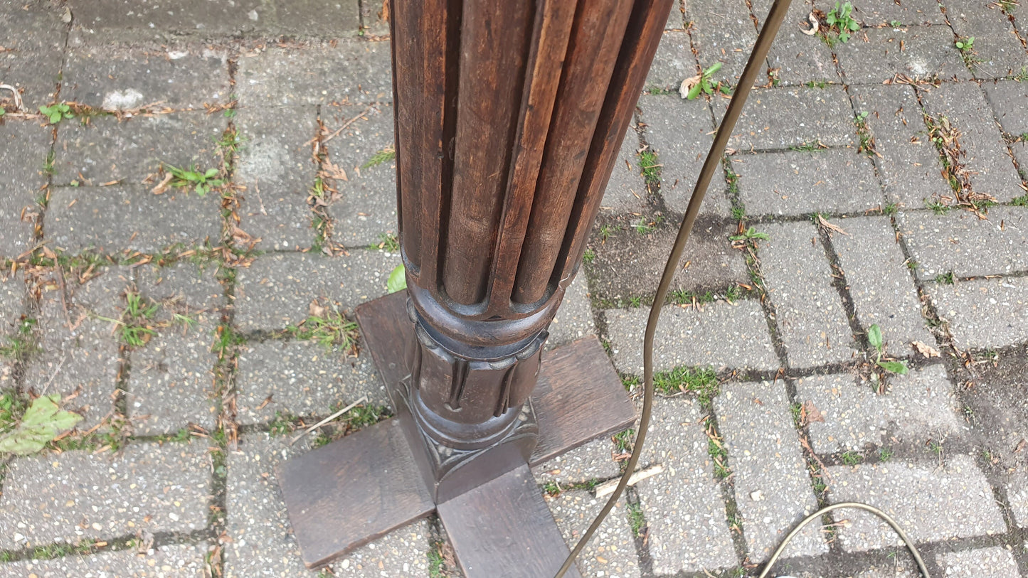 Superb Architectural Salvage Mahogany Unique Standard Lamp Working