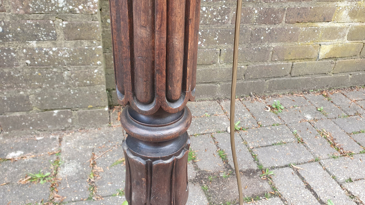Superb Architectural Salvage Mahogany Unique Standard Lamp Working