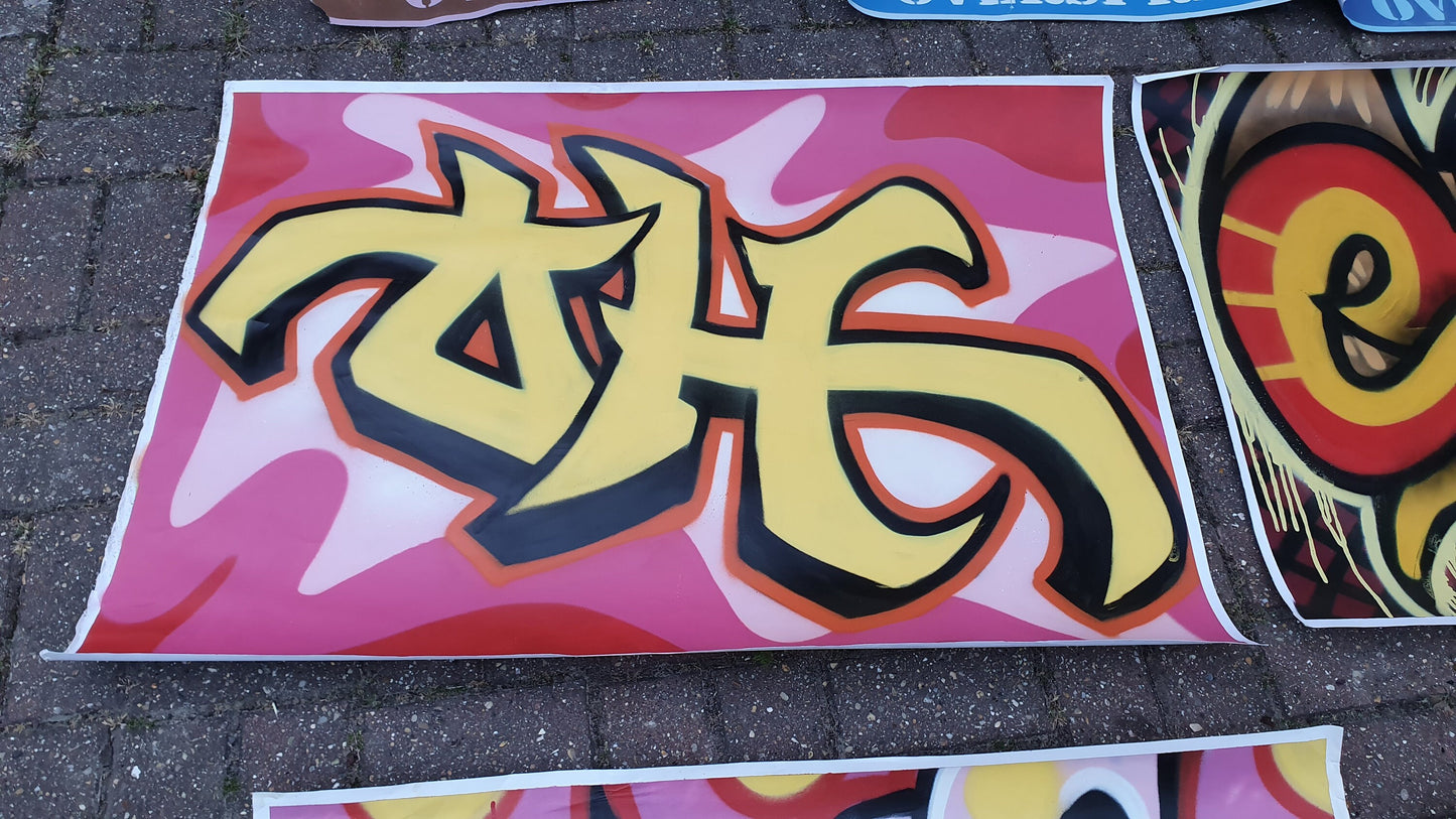 Collection of 7 Huge Modern Art Graffiti Prints Screen Print Hand Decorated Highlights Posters. Overspray