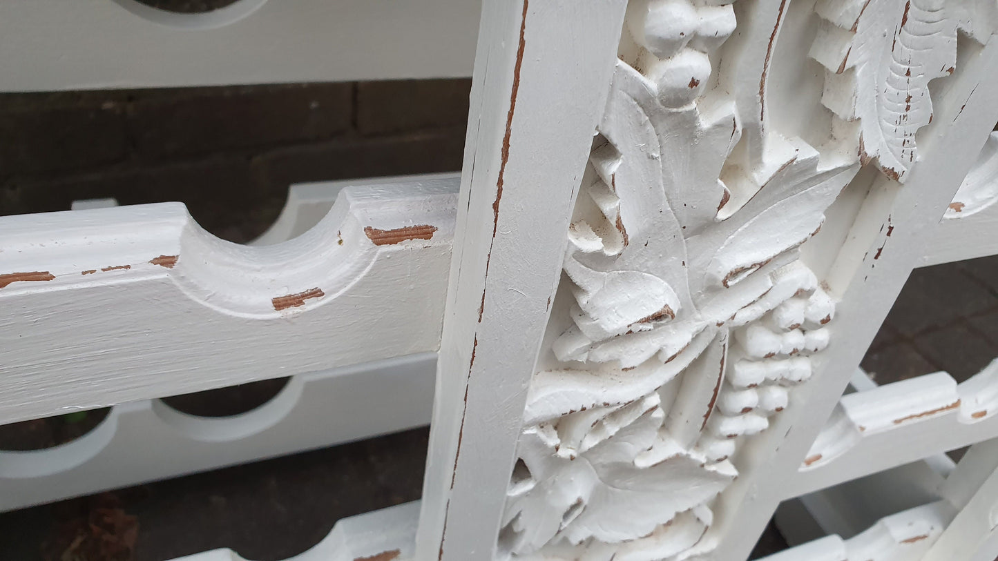 Superb Solid Pine Wine Rack Grape Motif Side Table in Farrow and Ball Wimborne White.