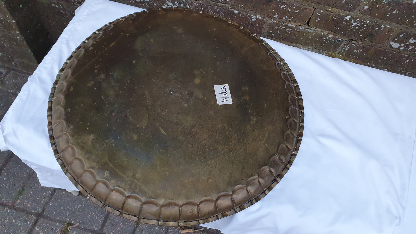 Huge Vintage Brass Charger Far Middle East Platter Charger Benares Table Huge Decorative Brass Tray 57 cm Diameter