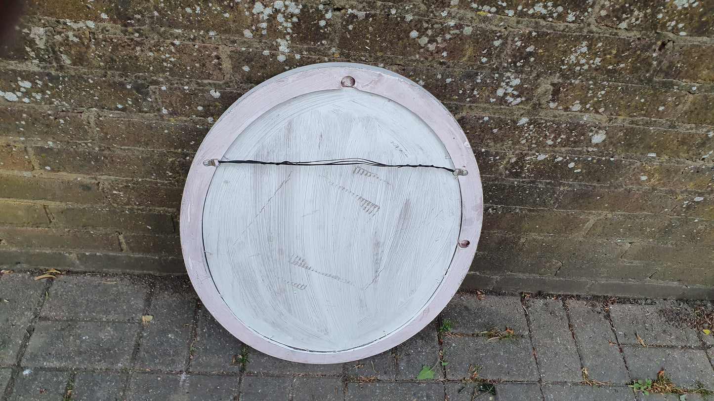 Vintage Oval Painted Mirror in Farrow and Ball and Gold Trim Hand Painted and Unique