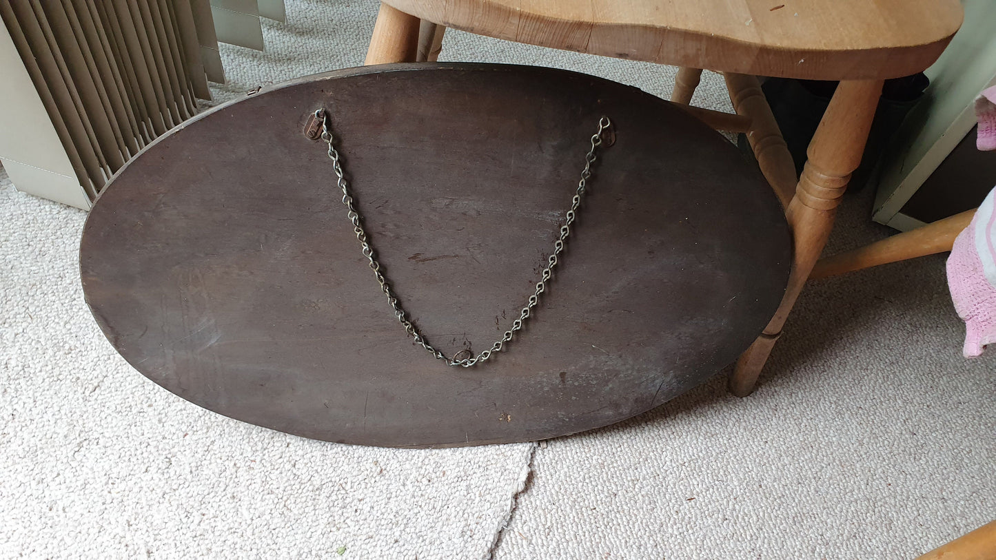 Frameless Vintage Retro Large Oval Wall Mirror 63.5 x 40 cm