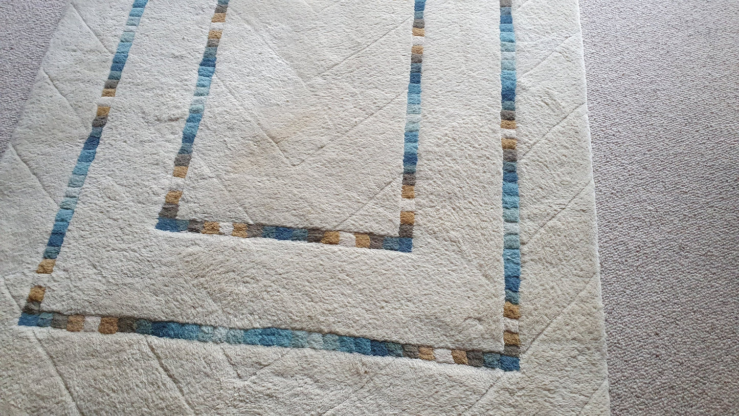 Large Thick Wool Heavy Quality Cream Decorated Rug ‘Imperial Jewel’