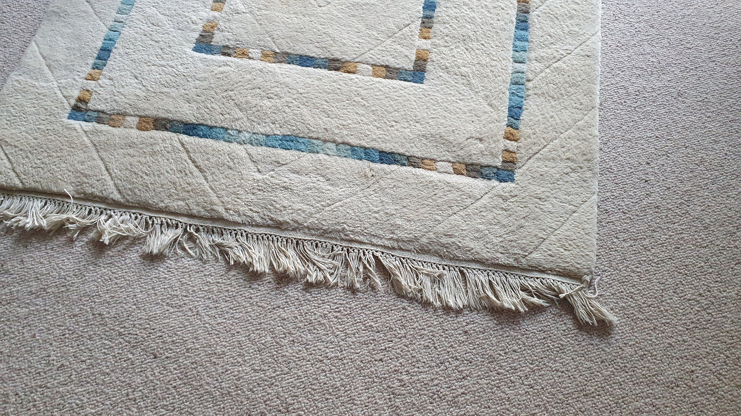 Large Thick Wool Heavy Quality Cream Decorated Rug ‘Imperial Jewel’