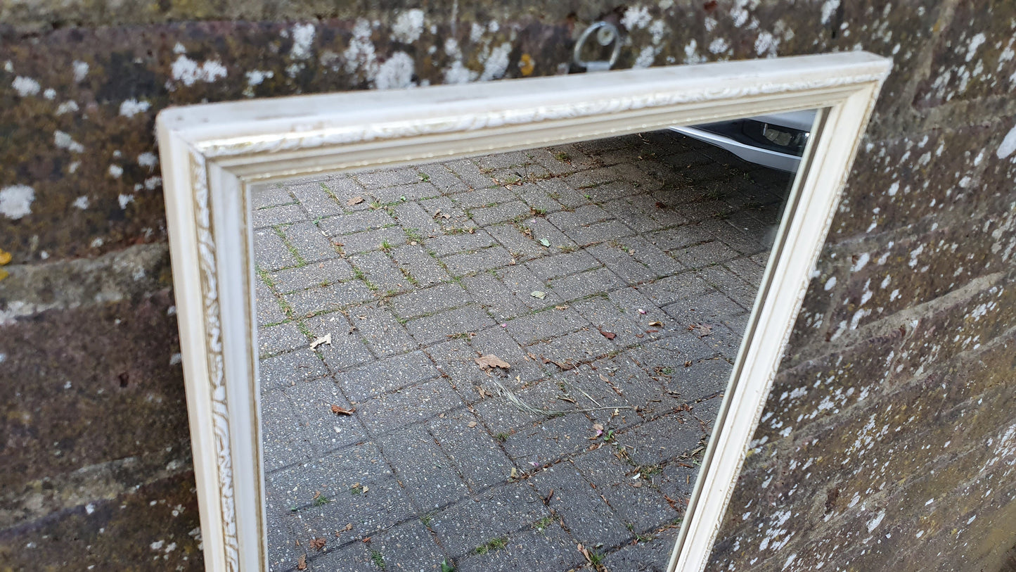 Vintage 1960’s Gold and White Wall Mirror. 60 x 30 cm