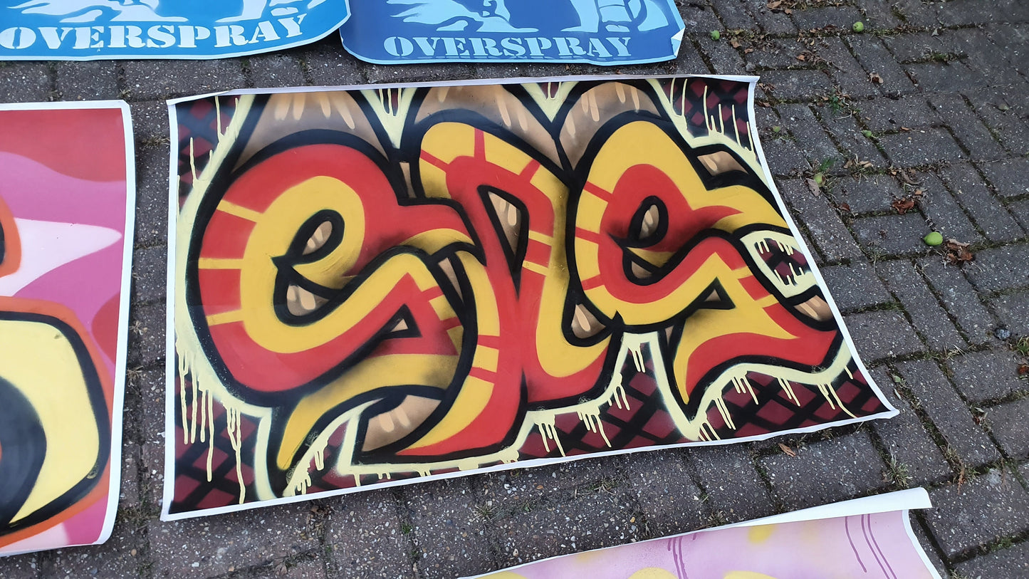 Collection of 7 Huge Modern Art Graffiti Prints Screen Print Hand Decorated Highlights Posters. Overspray