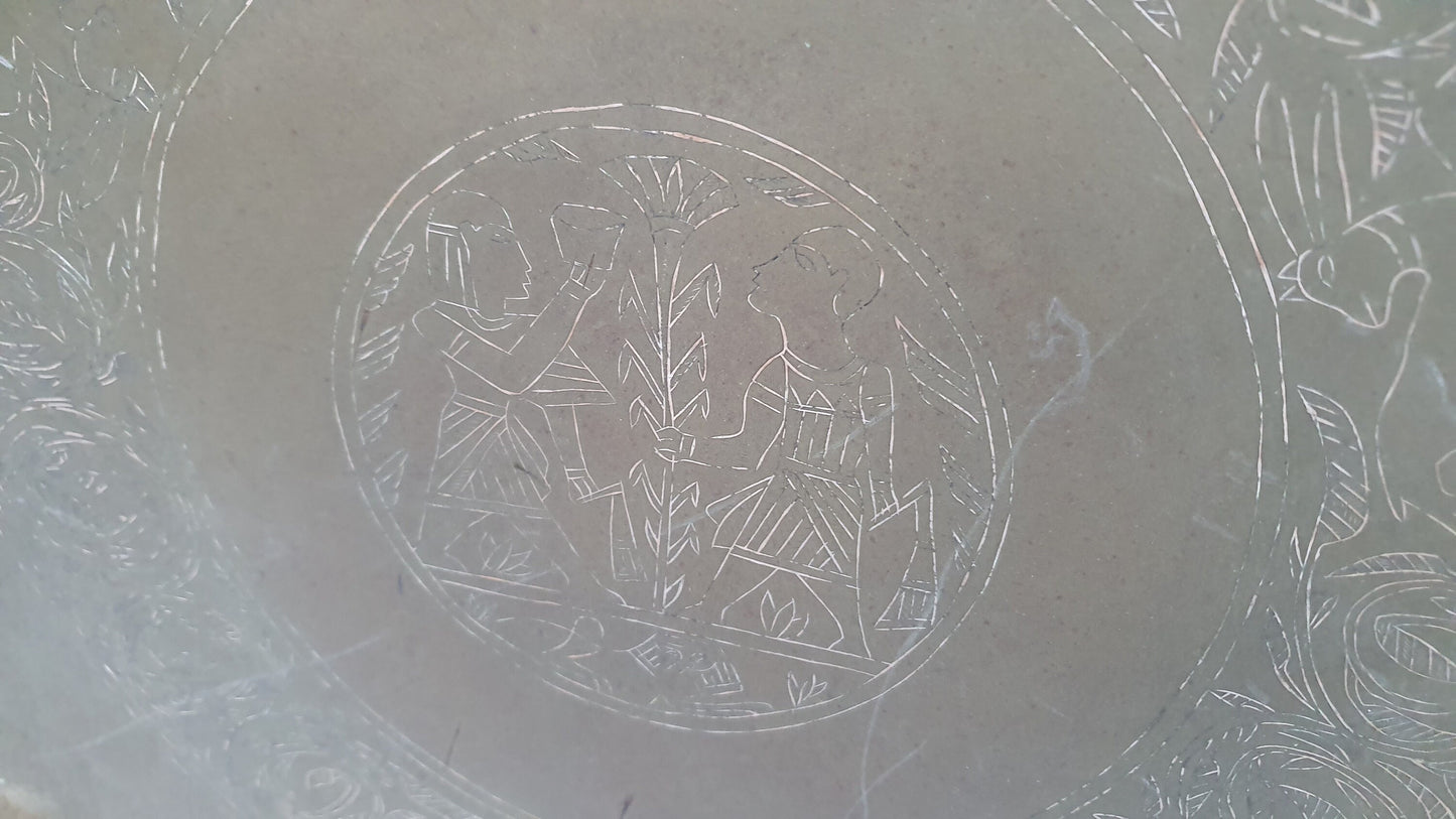 Huge Vintage Brass Charger Far Middle East Platter Charger Benares Table Huge Decorative Brass Tray 57 cm Diameter