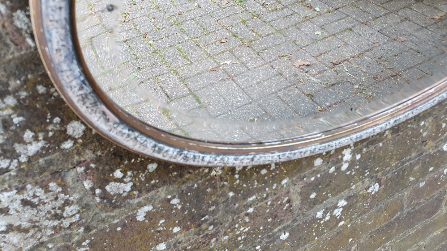 Large Painted and Gold Oval Vintage 1930’s Retro Wall Mirror
