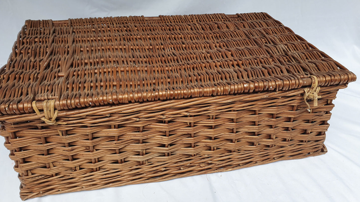 Vintage Large Picnic Basket and Contents Tupperware Mid 20th Century TV Theatre Display Prop
