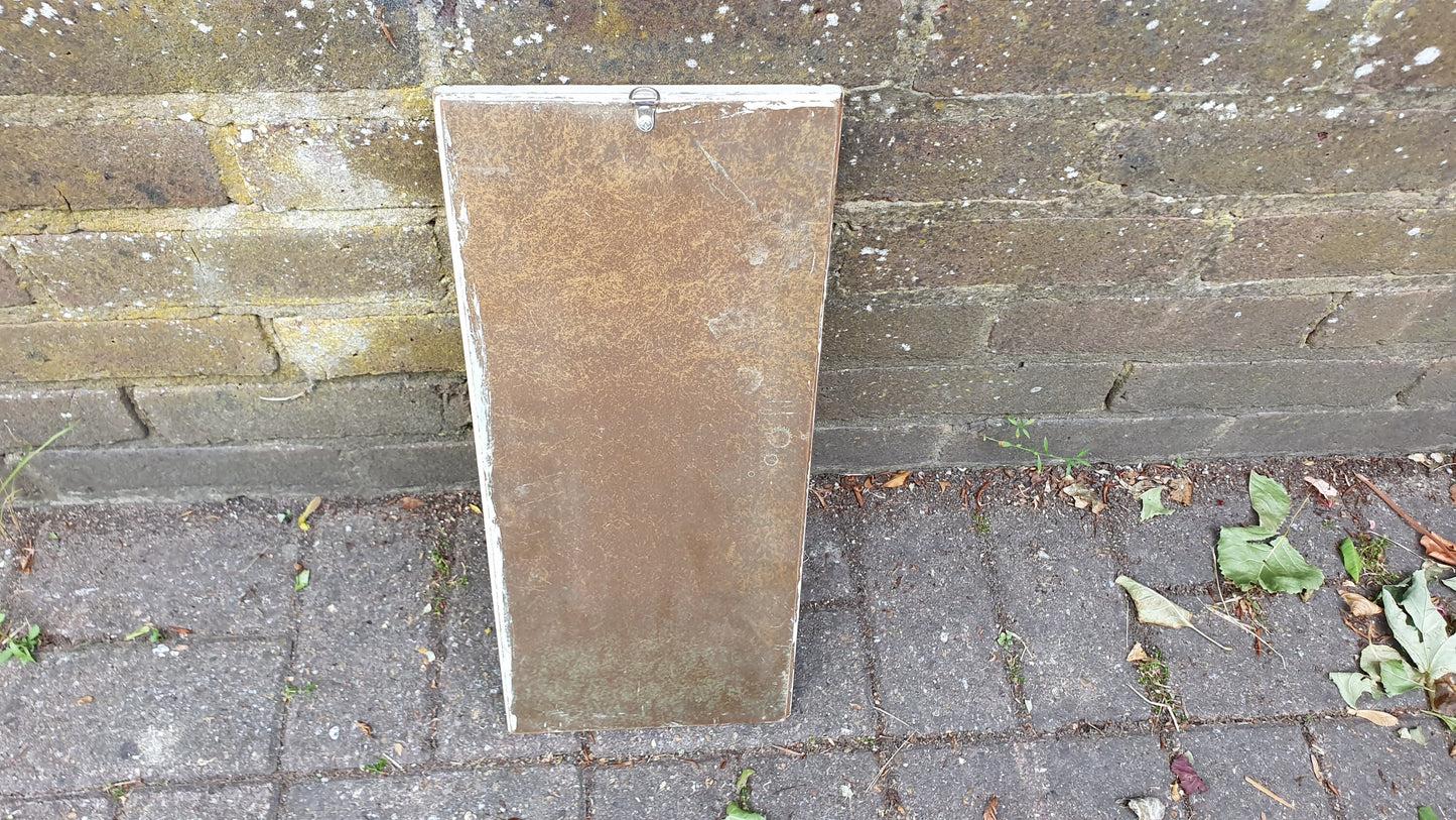 Vintage Painted Shabby Chic Tall and Thin Wall Mirror White and Gold Decoration.