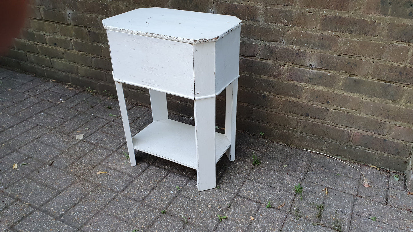 Vintage Painted Oak Work Box Occasional Table Storage Sewing