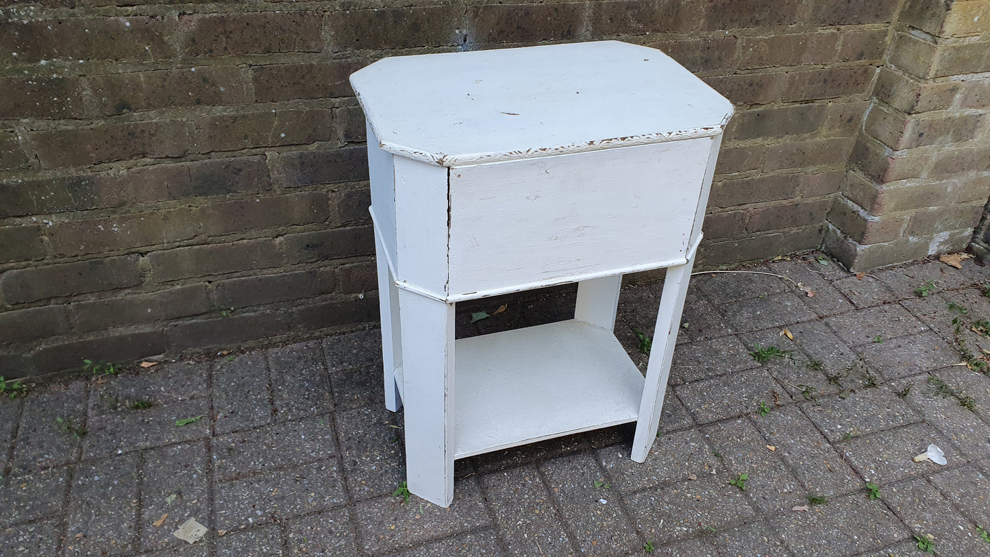 Vintage Painted Oak Work Box Occasional Table Storage Sewing