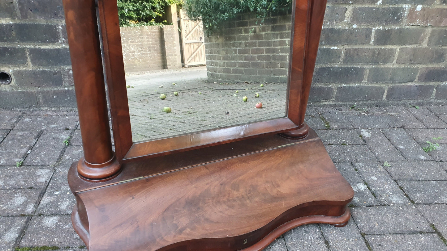 Huge Stunning Victorian Swig Dressing Table Mirror with Trinket Compartment. High Society. 80 cm tall
