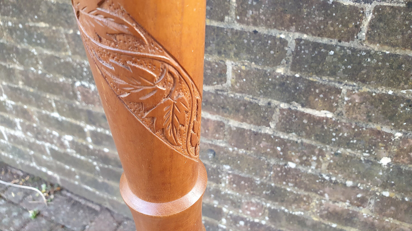 Vintage 60’s Carved Teak Standard Lamp