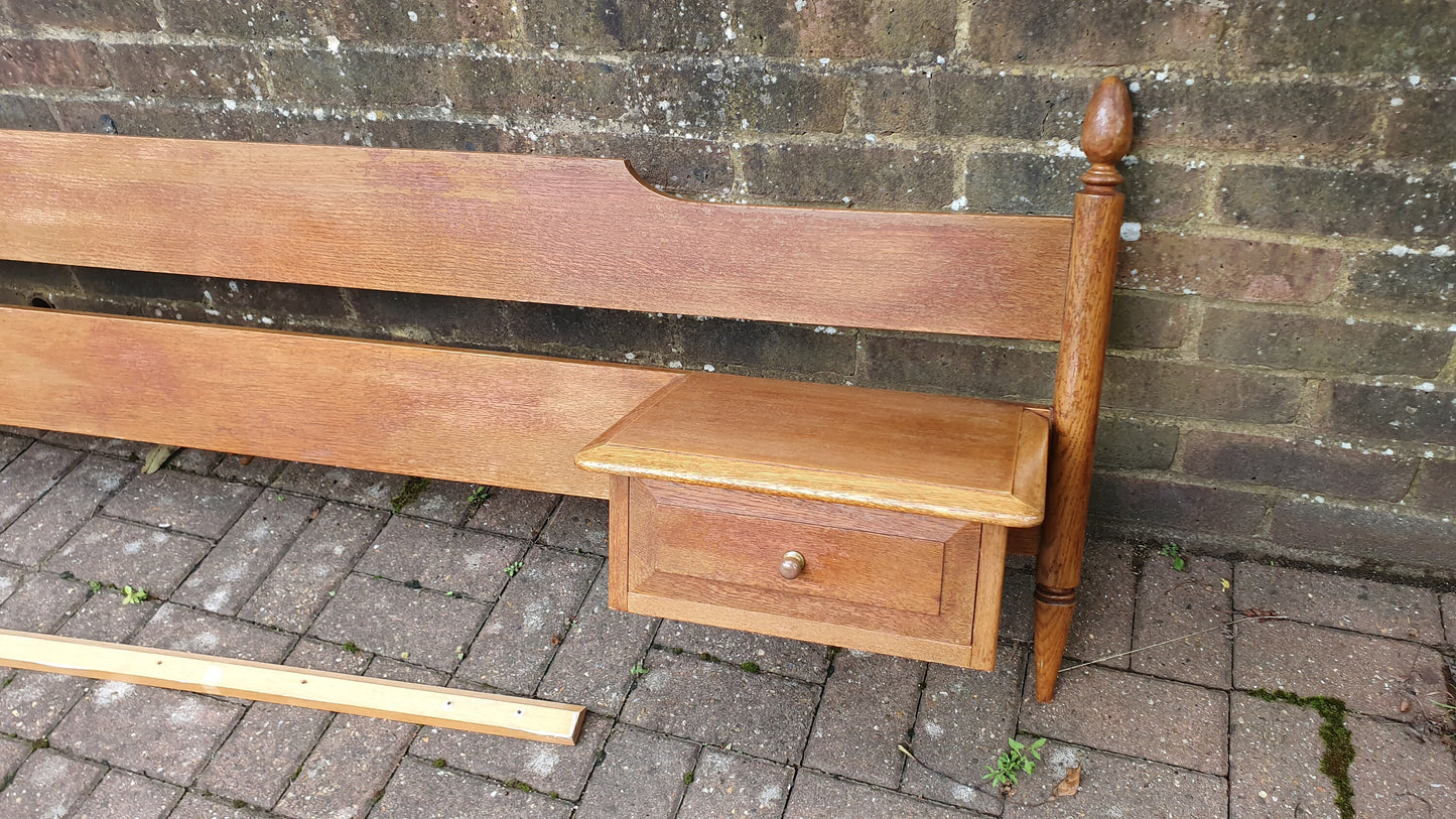 Superb Vintage Retro ‘Stag’ Bed Head and Bedside Tables in One ‘Continental Headboard’ 4ft6 Double Bed.