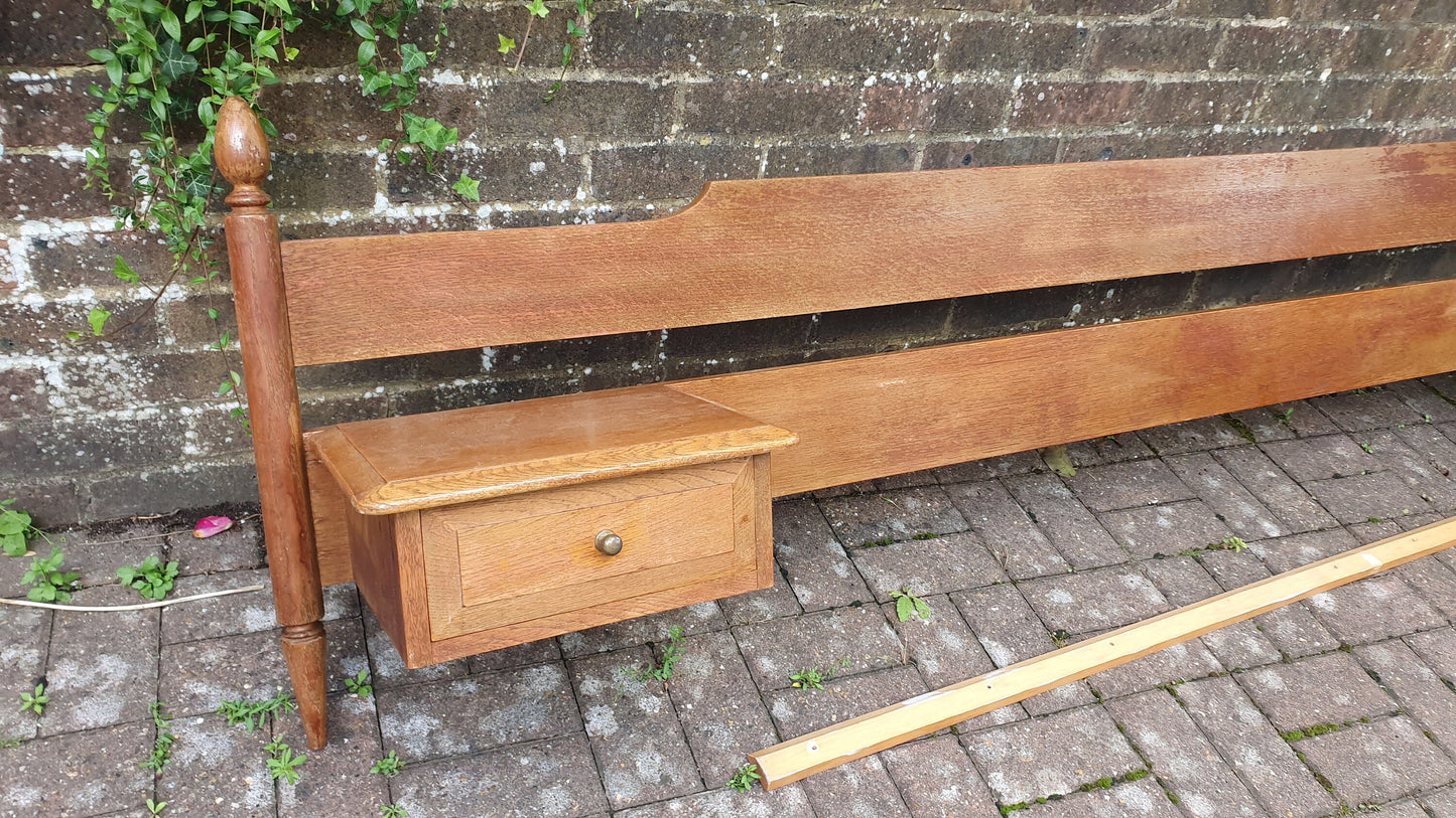 Superb Vintage Retro ‘Stag’ Bed Head and Bedside Tables in One ‘Continental Headboard’ 4ft6 Double Bed.