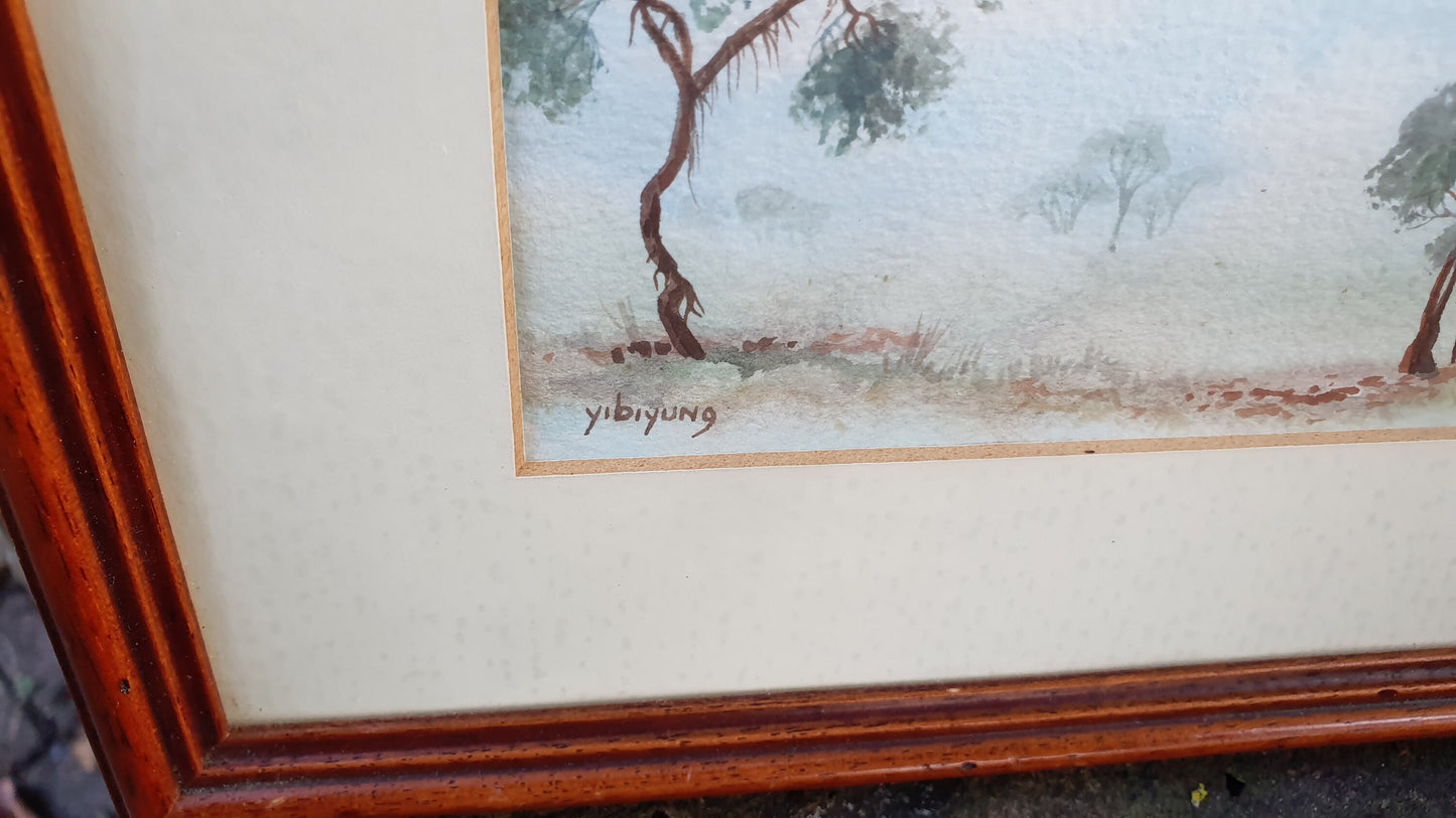 Pair of Australian Original Landscape Watercolours - Yibiyung Roma Winmar Aboriginal Art Collectible