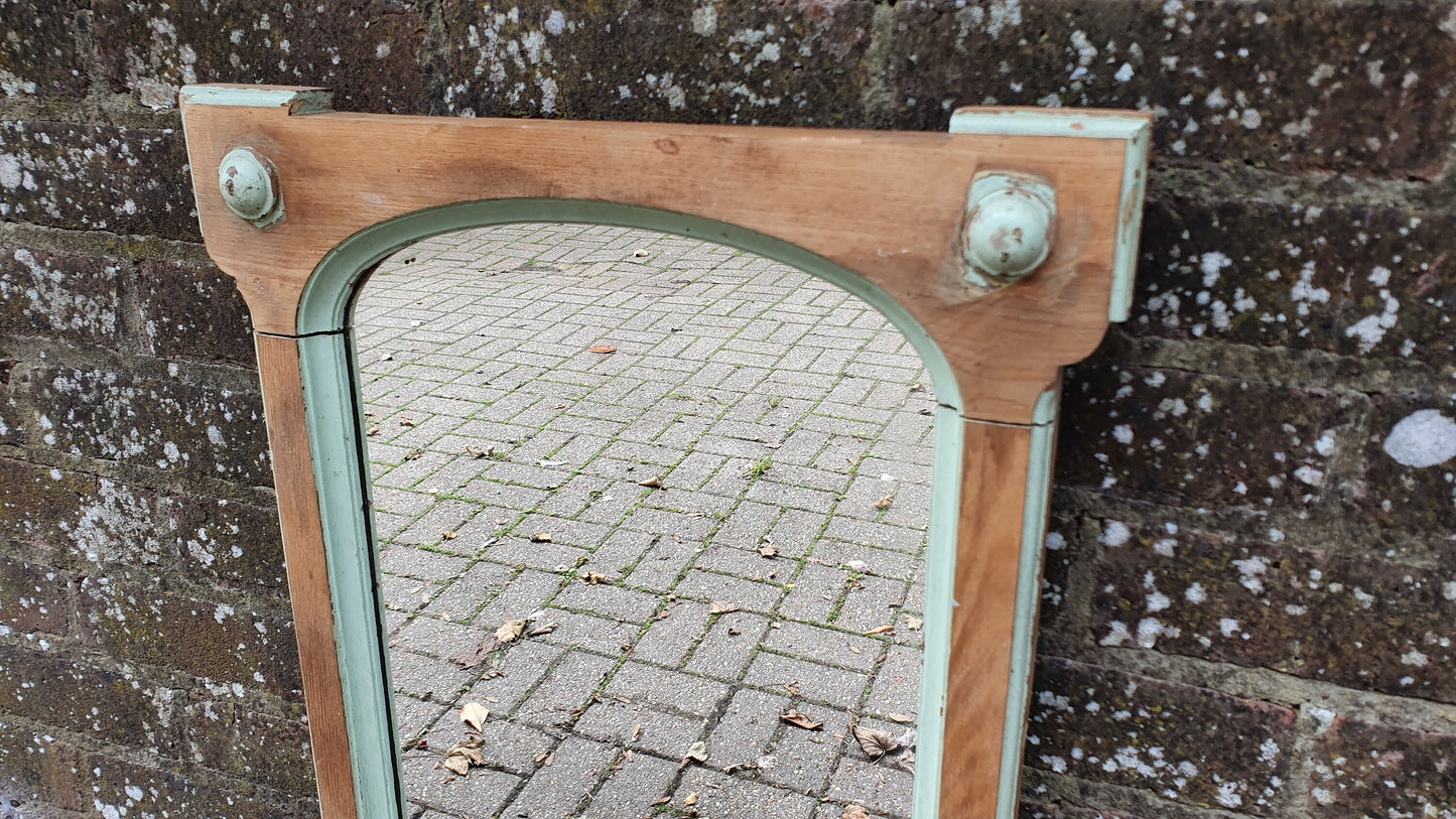 Vintage Ash Part Painted and Wood c1900 Mirror Green.