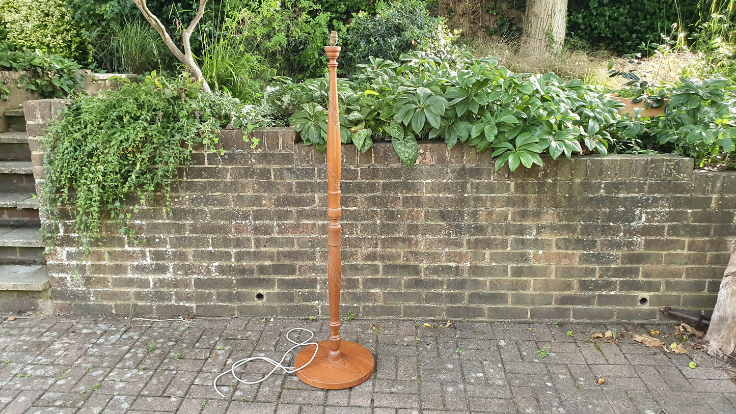 Vintage 60’s Carved Teak Standard Lamp