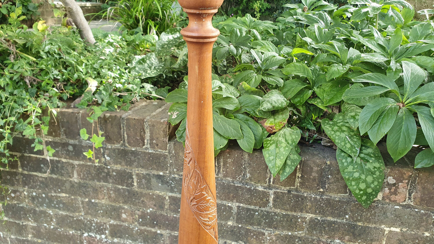 Vintage 60’s Carved Teak Standard Lamp